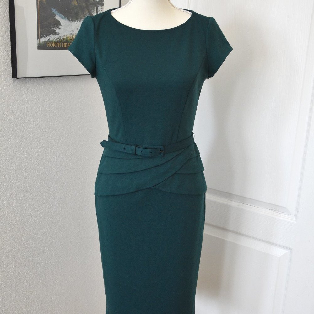 Jones Studio Green Sheath Dress with Belt Size 4